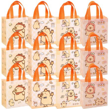 Lot de 12 sacs cadeaux Capybara, sacs fourre-tout réutilisables en non-tissé avec poignées, parfaits pour les jouets, les bonbons et autres petits