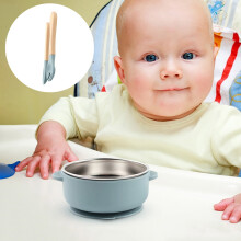 Baby Cutlery Set Food Grade Silicone Bowl with Stainless