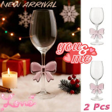 Bow Champagne Glasses 2 pcs, Borosilicate Crystal Toast Flutes – Romantic Valentine's Day Gift & Decor, Compatible with Valentine's Dinner