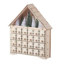 Calendrier de l'Avent lumineux en bois Pekkaxy avec sapin de Noël et rennes, décoration de compte à rebours