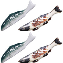4Pcs/Set Fish Shape Cabbage and Scallions Shape Ceramic Chopsticks Holder Tableware Chopsticks Stand for Kitchen Utensil
