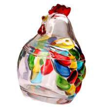 Bonbonnière en cristal en forme de coq avec couvercle (1 pièce)