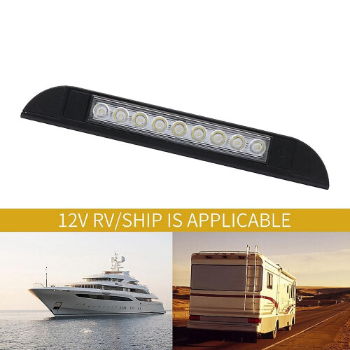 9 LED Τέντα Φως 12V 24V Αδιάβροχη Εξωτερική Λάμπα για Τροχόσπιτο 256mm Μαύρη 2