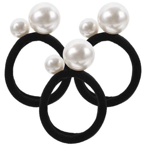 Gomas elásticas negras para el cabello, elegantes, 3 piezas