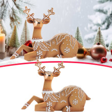 Weihnachtliche Elch-Ornamente aus Kunstharz, sitzend, braun, Tischdekoration, Elch-Ornament für den Schreibtisch (Kunstharz, Einheitsgröße)