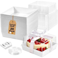 Cake Boxes with Clear Lids 7x7x4 inch 20-Pack