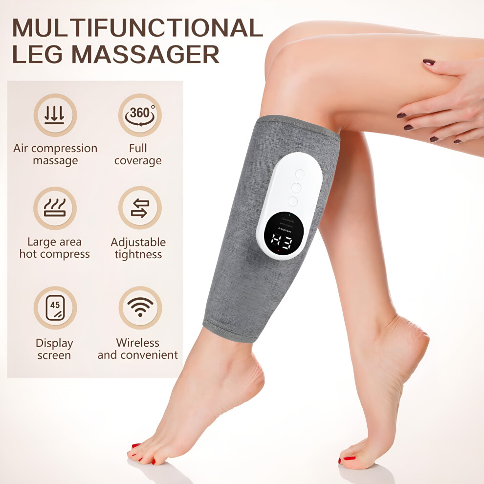 Leg Compression Sleeve, Air Compression Calf Massager Pain Relieve High Frequency Heating Adjustable Leg Massaging Wrap with Heat 3 Modes