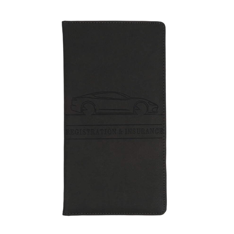 1Pc Car Registration & Insurance Card Holder, Leather Glove Box License Wallet, Compatible With Auto Paperwork Organizer (, 5.04X9.45 In) Black 9327961620469