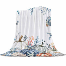 Kürbis-Flanelldecke weiß/marineblau/orange 30x40 Zoll
