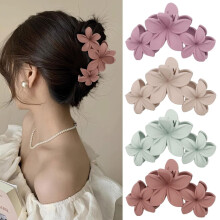 Pinzas para el cabello con diseño de flores hawaianas, acabado mate antideslizante (4 unidades)