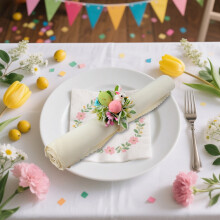 Ronds de serviette lapin de Pâques pour décoration de table, lot de 4