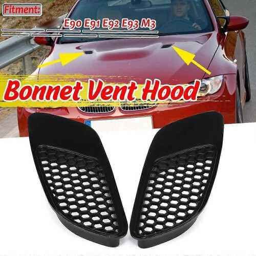 Conjunto de 2 entradas de ar para capô, compatíveis com BMW E90, E91 e E92. 2