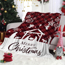 Christmas Flannel Throw Blanket, Red Warm Shawl for Sofa/Bed/Chair – Festive Fleece Cover, Holiday Decor & Gift – Compatible with Xmas Scenes