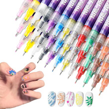 12-Color Nail Art Pens Set, 2026 Upgrade Gel Nail Markers, Drawing & Liner Tools for DIY Graffiti, Dotting, Painting