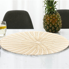 Woven Rattan Tea Cup Mat, Heat-Resistant Round Coaster for Kitchen/Dining Table – 1 pc, 14.96" – Compatible with All Mugs