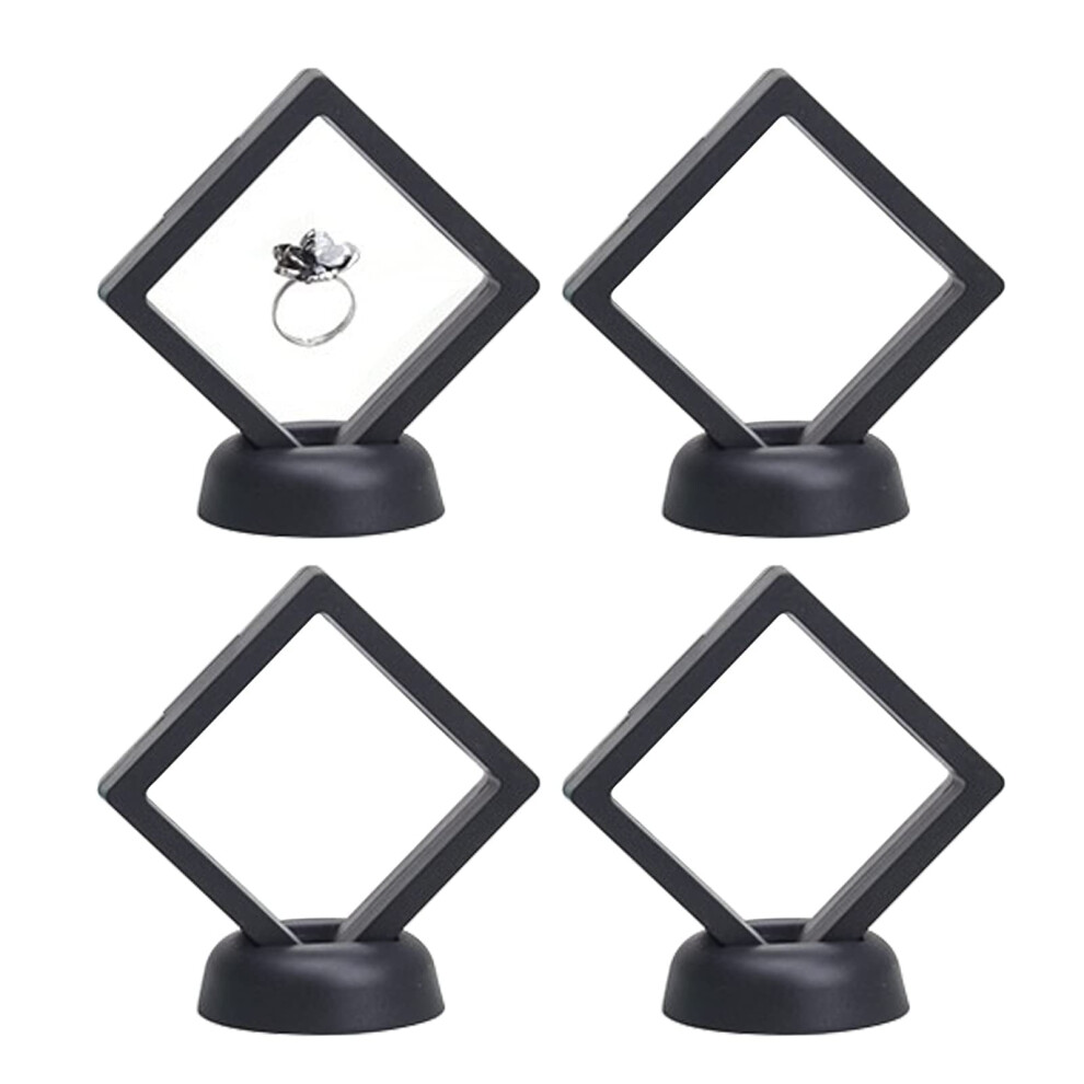 3D Floating Frame With Stand, Challenge Coin Display Holder, 4 Pack Floating Display, Gift Packing Frame (Black) 9499224030848