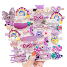 Set van 28 schattige haarclips: bloem-, fruit-, regenboog-, snoep-, dessert- en dierenhaarclips voor meisjes, kinderen, tieners en peuters (Stijl E)
