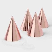 10 chapeaux de fête en feuille métallique or rose de 5 pouces