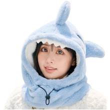 Cartoon Shark Ski Helmet Cover Winter Warm Comfortable Soft Fleece Skiing Head Warmer Cute Ski Helmet Hood Neck WarmerProduct Sellpoints