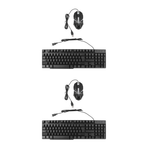 2Sets Ergonomic Backlit Keyboard Mouse Combo Black USB
