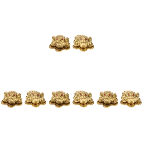 8Pcs Brass Golden Toad Sculpture Money Frogs Table Decoration
