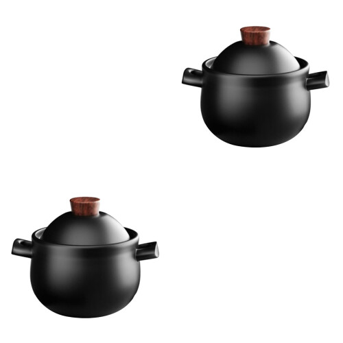 2Pièces Pot À Ragoût Céramique Noir, Design Doux, Usage