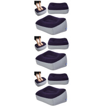 6Pcs Travel Inflatable Footrest Grey Blue PVC Flocking Comfort Cushion