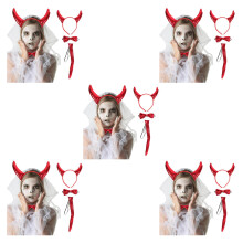 5Ensembles Bandeaux Cornes Rouge Cosplay Diable Accessoires De Fête