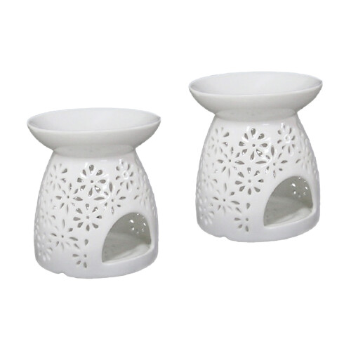 2Stk Keramik Duftlampe Teelichthalter Vase Mit Weiß