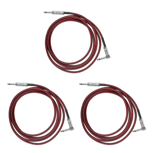 3Pièces Câbles Guitare Nylon Rouge Connecteur Précis