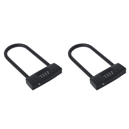 2Pcs Black Combination U Locks for Bikes Gates and Outdoor Security