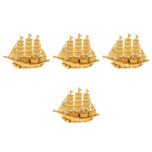 4Pièces Modèles De Bateaux Métalliques Dorés Décorations De Table
