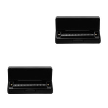 2Pièces Harmonica Professionnel 10 Trous Métal Noir Cadeau Musical
