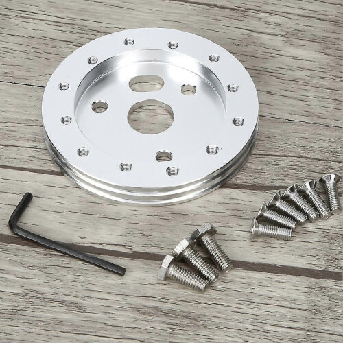 Volante universal com espaçador de cubo de 3 furos e 0,5 polegadas para adaptador de 6 furos (prateado) 2