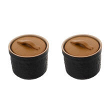 2Pièces Casserole Chinoise En Céramique Noire Pour