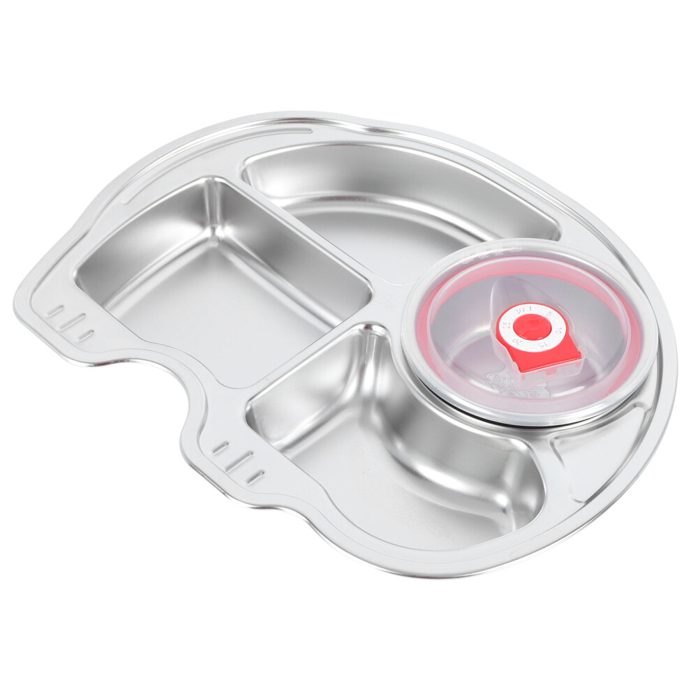 2Pcs Stainless Steel Cartoon Kids Food Divided Plates Safe Lunch Trays Iplusmile