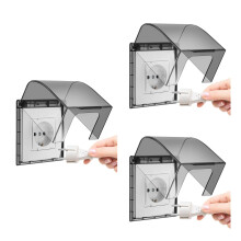 3Pièces Cache-Prises Adhésif Gris Usage Extérieur