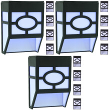12Pcs Black LED Solar Wall Lamps Waterproof Outdoor Retro Warm Light