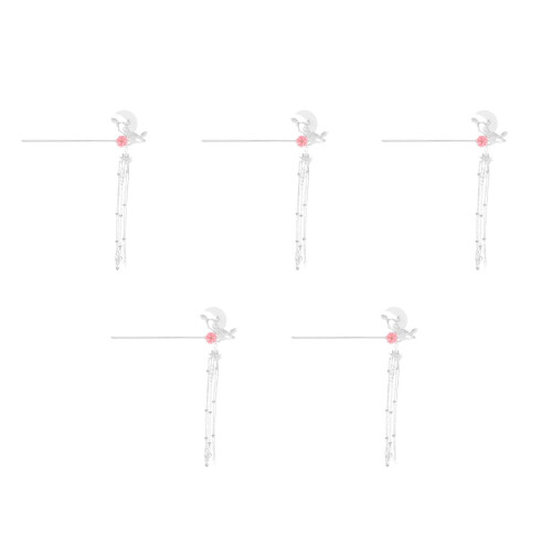 5Pièces Épingles Anciennes Argent Fleurs Pompons Pour Enfants