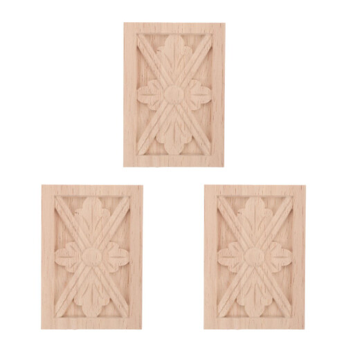 3Pièces Bois Appliques Sculptées Décoratives Pour Mobilier