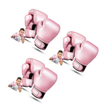 3Paires De Boxe Enfants Rose PU Confortables Pour Sparring