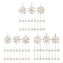 90Pcs Beige Wood Snowflake Decorations Unfinished DIY Xmas Crafts