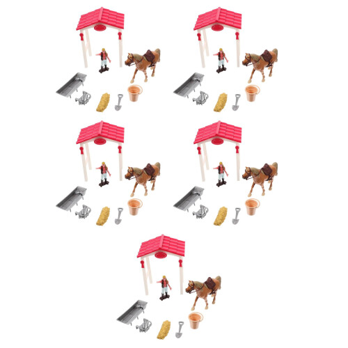 5Sets Assorted Farm Toys Horse Stable Playset Durable Safe