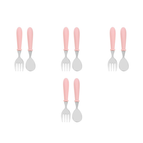 4Ensembles Couverts Enfants Acier Formation Rose Durable