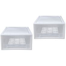 2Pcs White Plastic Storage Case for Home Clothes and Accessories
