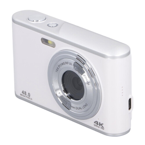 48MP Digital Point And Shoot Camera, 4K Vlogging Mode Auto Focus Dual Lens Anti Shake Compact Camera With16X Zoom Webcam Function Pause Support For 2