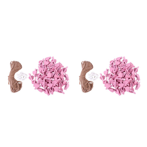 2Ensembles Clips Bois Roses Pour Photos Accessoires DIY