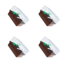 4Pièces Cage Animaux Portable ABS Fer Café Avec Perchoir