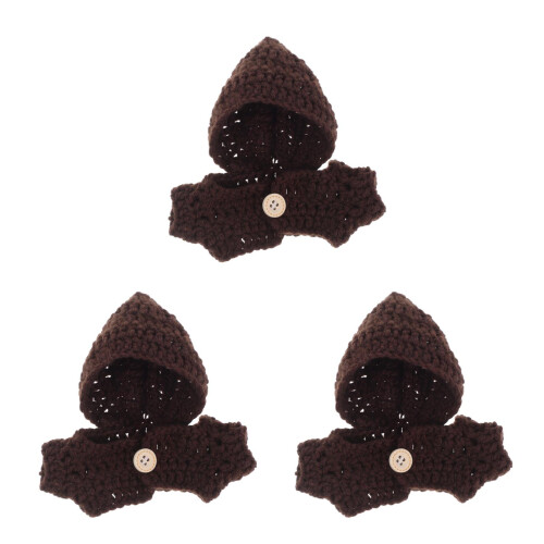 3Pcs Coffee Mini Knitted Romper for Plush Toys Soft Doll Clothes