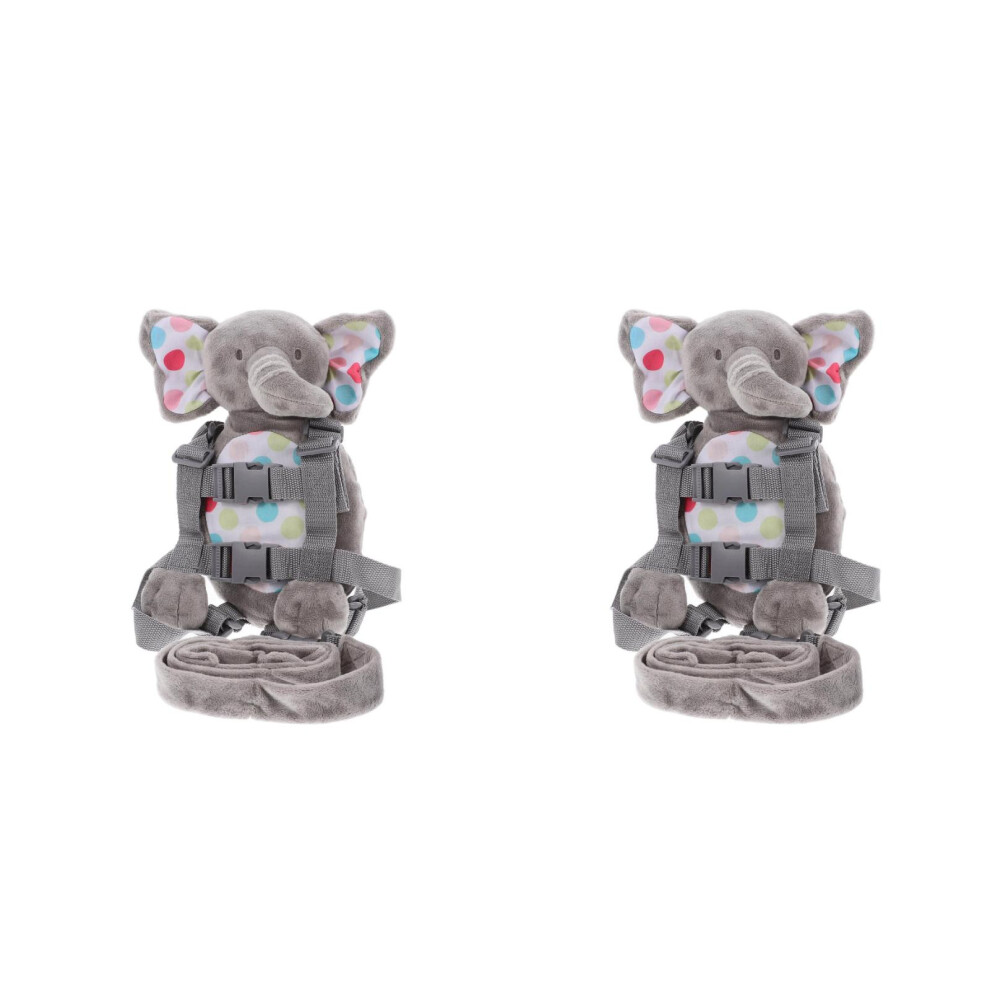 2Pcs Adjustable Strap Plush Elephant Backpack With Safety Leash Artibetter